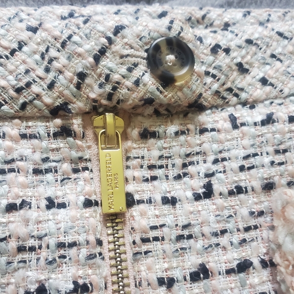 Karl Lagerfeld Cream and Black Tweed A-Line Skirt, Size 8 - Picture 11 of 12